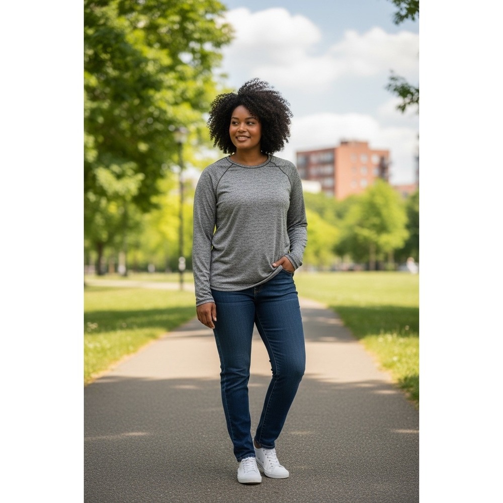 ClimateRight by Cuddl Duds Women's Heather Gray Long Sleeve Raglan Crew Neck XXL